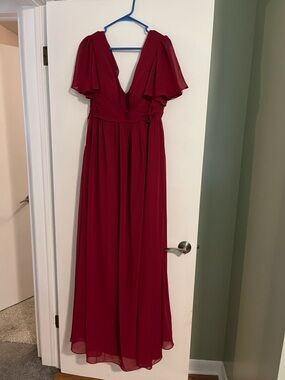 NWT Azazie Verna Bridesmaid A-Line Dress Burgundy